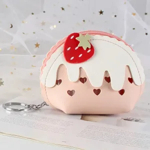 🍓 Sweet Strawberry Zipper Purse 👜✨ Cute Mini Wallet & Keychain Organizer for Fun Adventures! 🎉