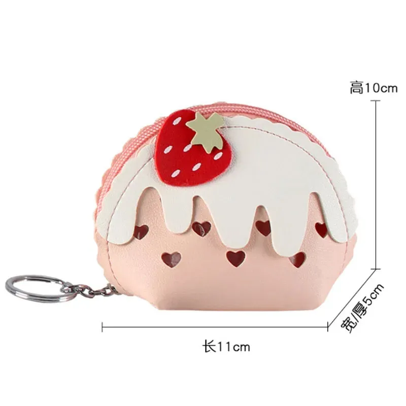 🍓 Sweet Strawberry Zipper Purse 👜✨ Cute Mini Wallet & Keychain Organizer for Fun Adventures! 🎉