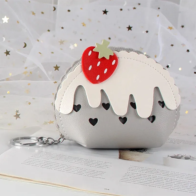 🍓 Sweet Strawberry Zipper Purse 👜✨ Cute Mini Wallet & Keychain Organizer for Fun Adventures! 🎉