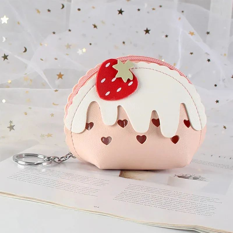 🍓 Sweet Strawberry Zipper Purse 👜✨ Cute Mini Wallet & Keychain Organizer for Fun Adventures! 🎉