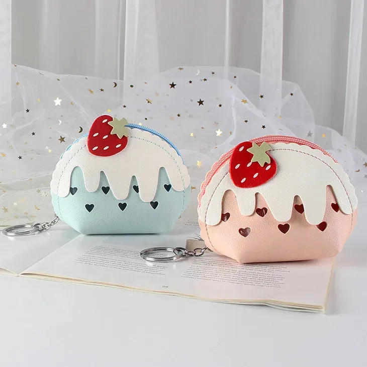 🍓 Sweet Strawberry Zipper Purse 👜✨ Cute Mini Wallet & Keychain Organizer for Fun Adventures! 🎉