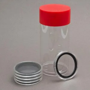 (1) Airtite Coin Holder Storage Container & (5) Black Ring 15Mm Air-Tite Coin Holder Capsules For 1/10Oz Gold Maple Leaf