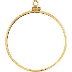 14k Yellow Gold Coin Edge Screw-Top Coin Frame Mounting