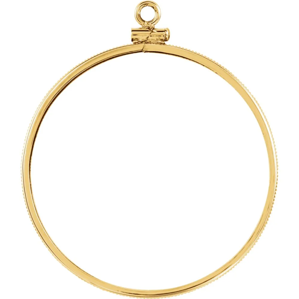 14k Yellow Gold Coin Edge Screw-Top Coin Frame Mounting