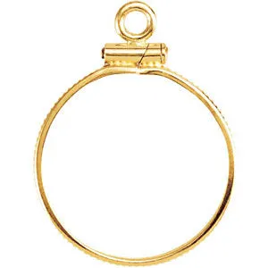 14k Yellow Gold Coin Edge Screw Top Coin Frame Mounting