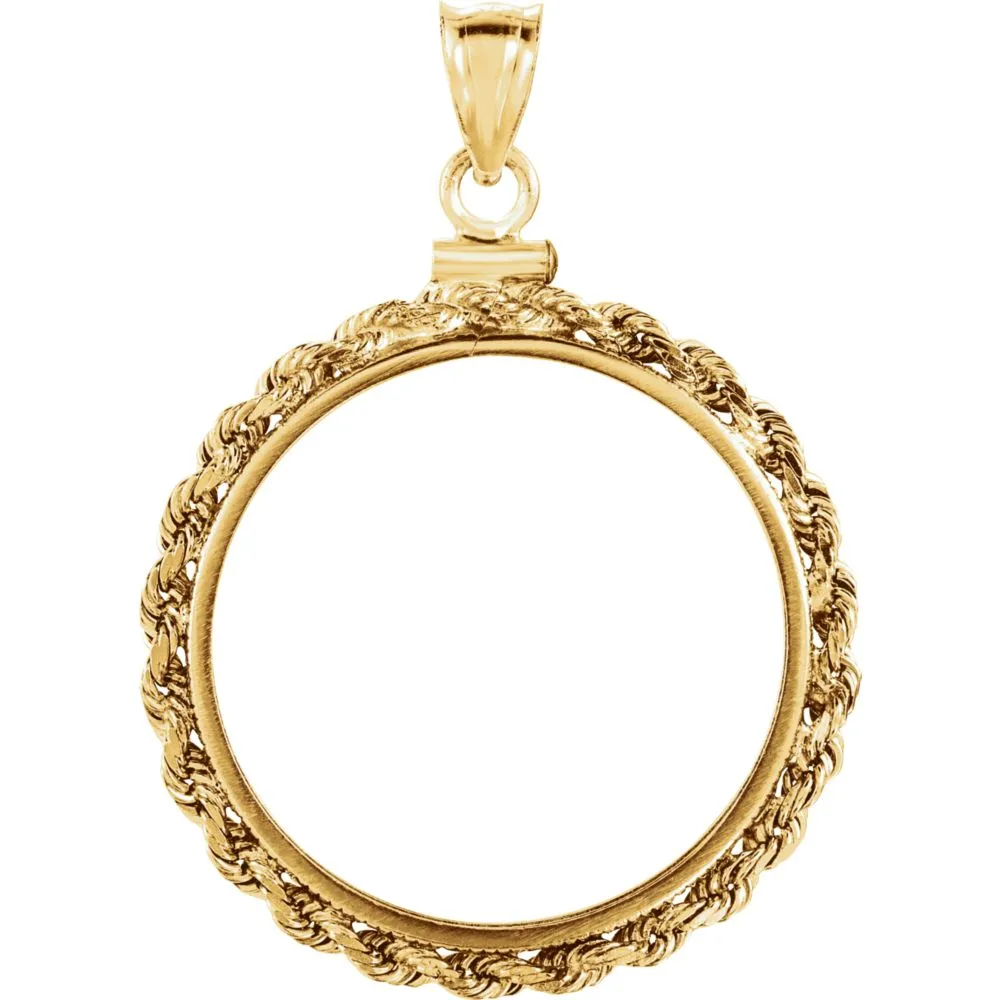 14k Yellow Gold Screw Top Rope Frame Pendant for U.S. $10.00 or 1/2 Ounce Chinese Panda Coin