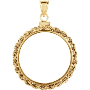 14k Yellow Gold Screw Top Rope Frame Pendant for U.S. $10.00 or 1/2 Ounce Chinese Panda Coin