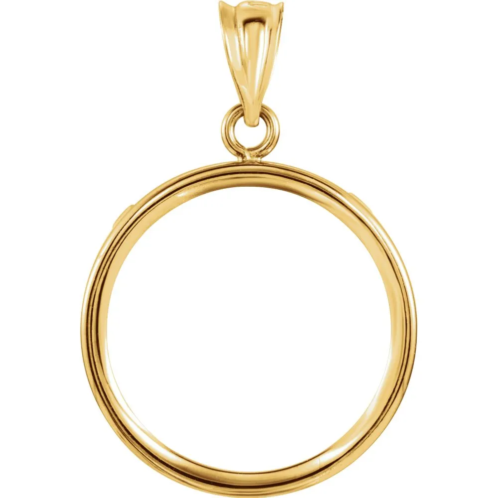14k Yellow Gold Tab Back Frame Pendant for U.S. $2.50 or 1/10 Ounce Chinese Panda Coin