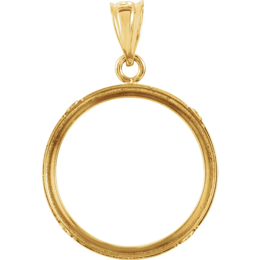 14k Yellow Gold Tab Back Frame Pendant for U.S. $2.50 or 1/10 Ounce Chinese Panda Coin
