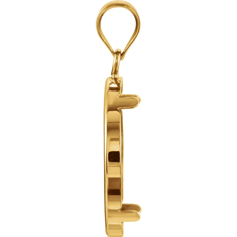 14k Yellow Gold Tab Back Frame Pendant for U.S. $2.50 or 1/10 Ounce Chinese Panda Coin