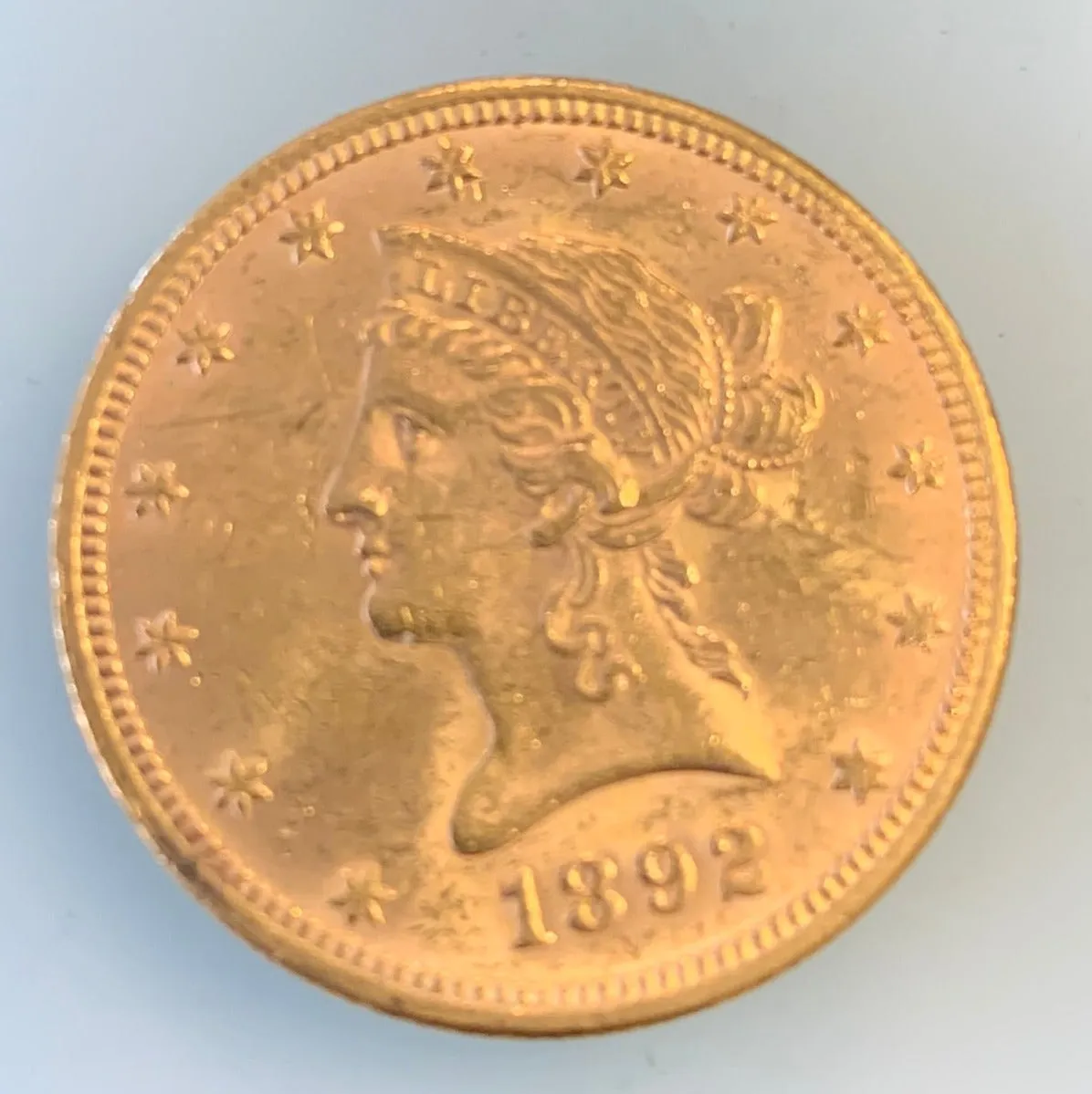 1892 $10 Dollar Liberty Gold Eagle Coin