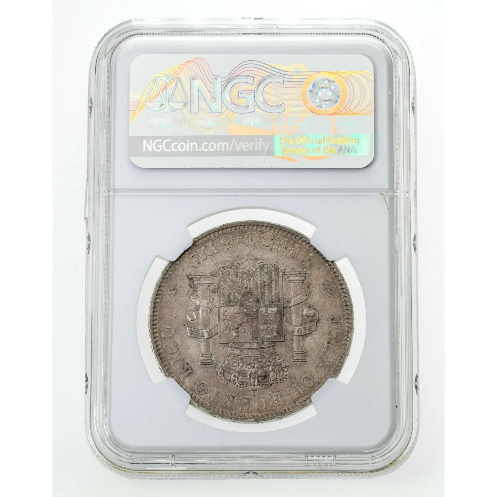 1895 PGV Puerto Rico Peso Silver Coin Graded AU-55 By NGC KM# 24
