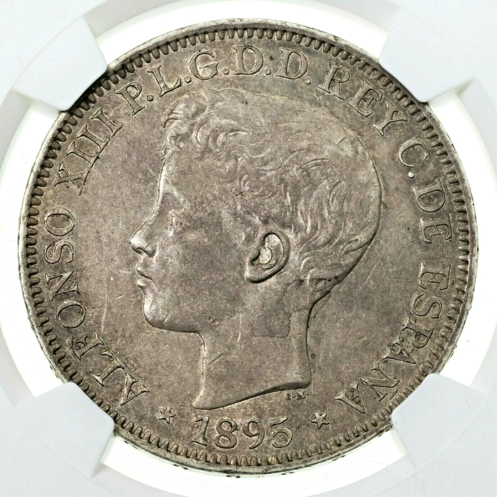 1895 PGV Puerto Rico Peso Silver Coin Graded AU-55 By NGC KM# 24