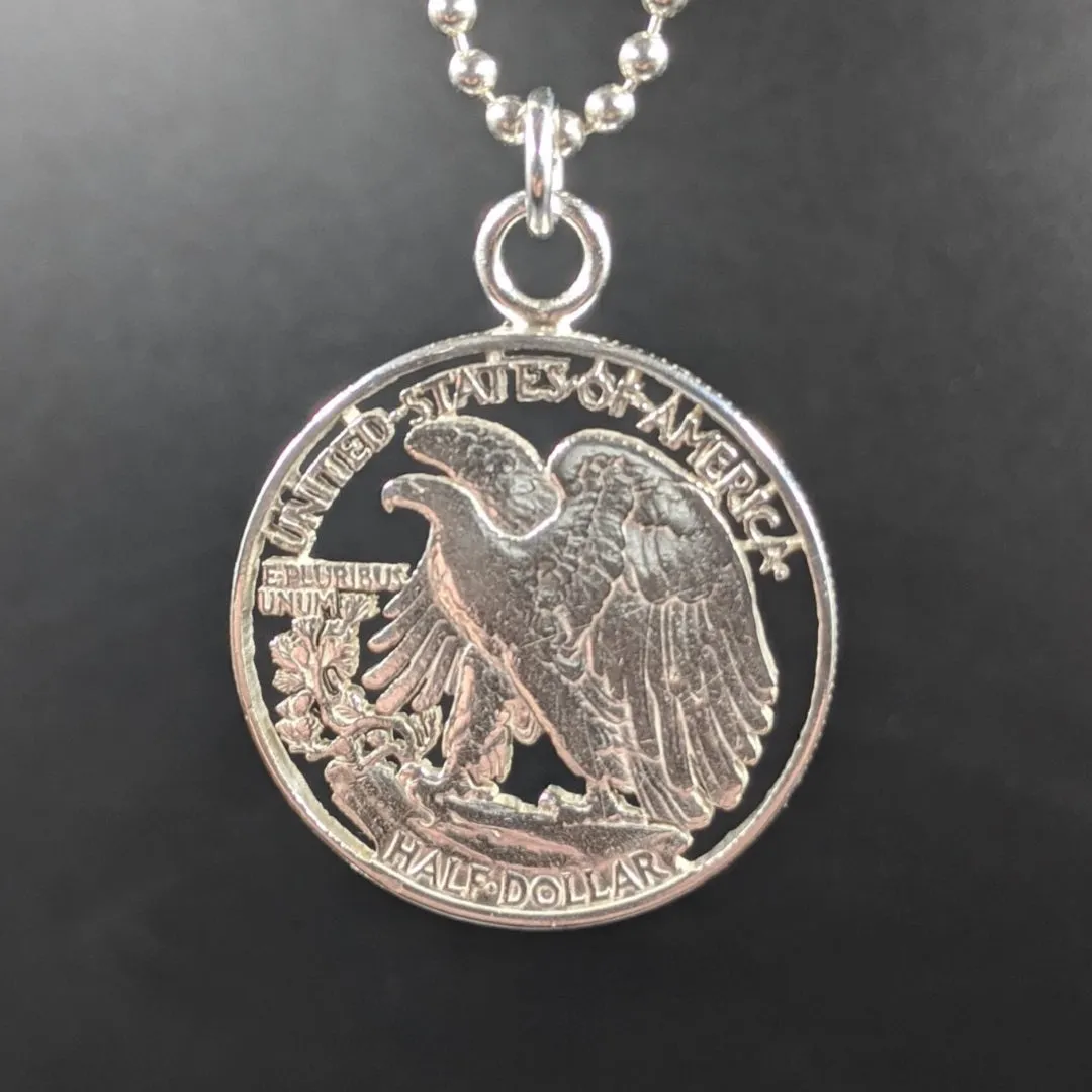 1941 Walking Liberty Half Dollar Cut Coin Necklace
