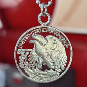 1941 Walking Liberty Half Dollar Cut Coin Necklace