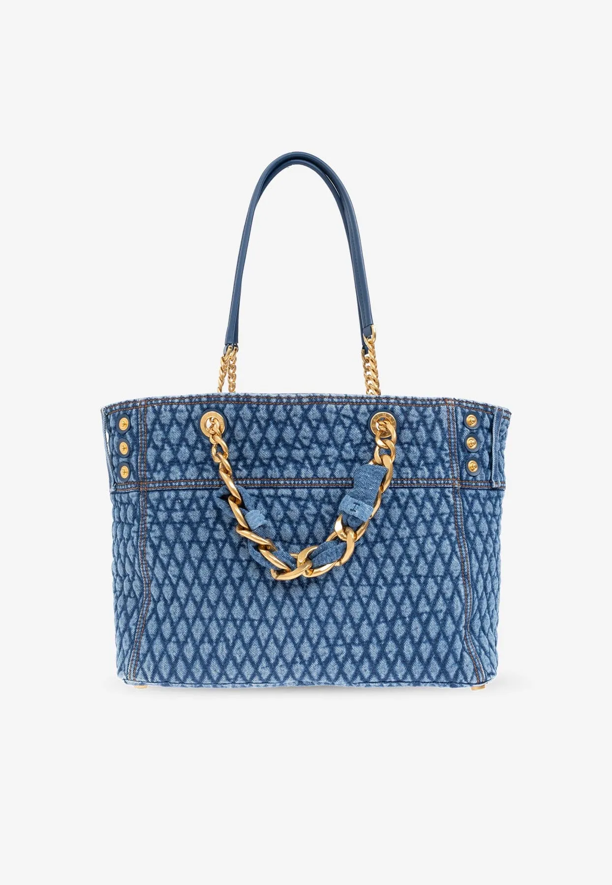 1945 Diamond-Quilted Denim Tote Bag