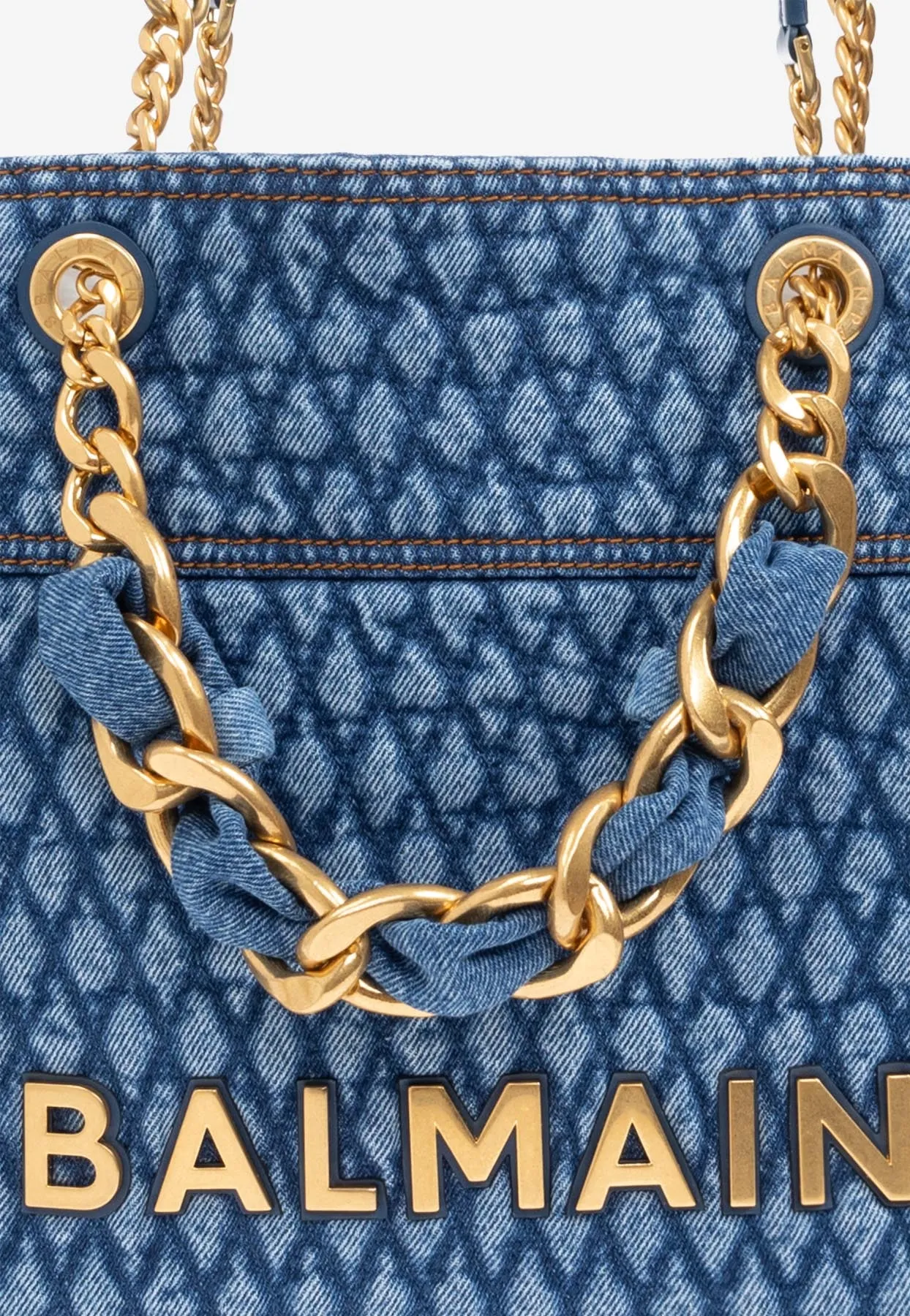 1945 Diamond-Quilted Denim Tote Bag