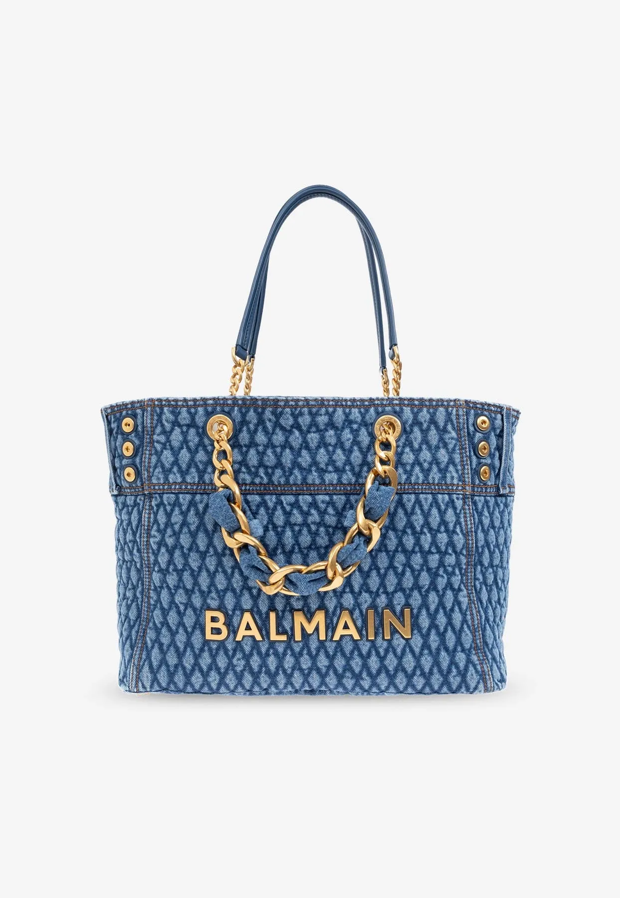 1945 Diamond-Quilted Denim Tote Bag