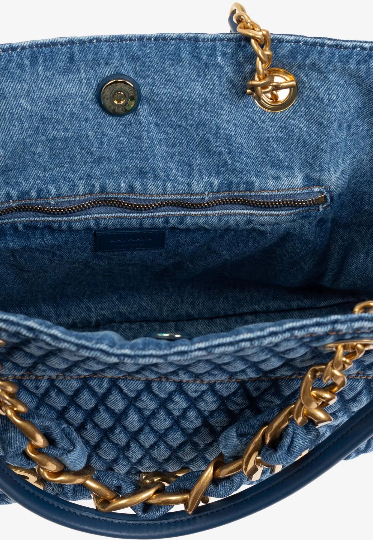 1945 Diamond-Quilted Denim Tote Bag