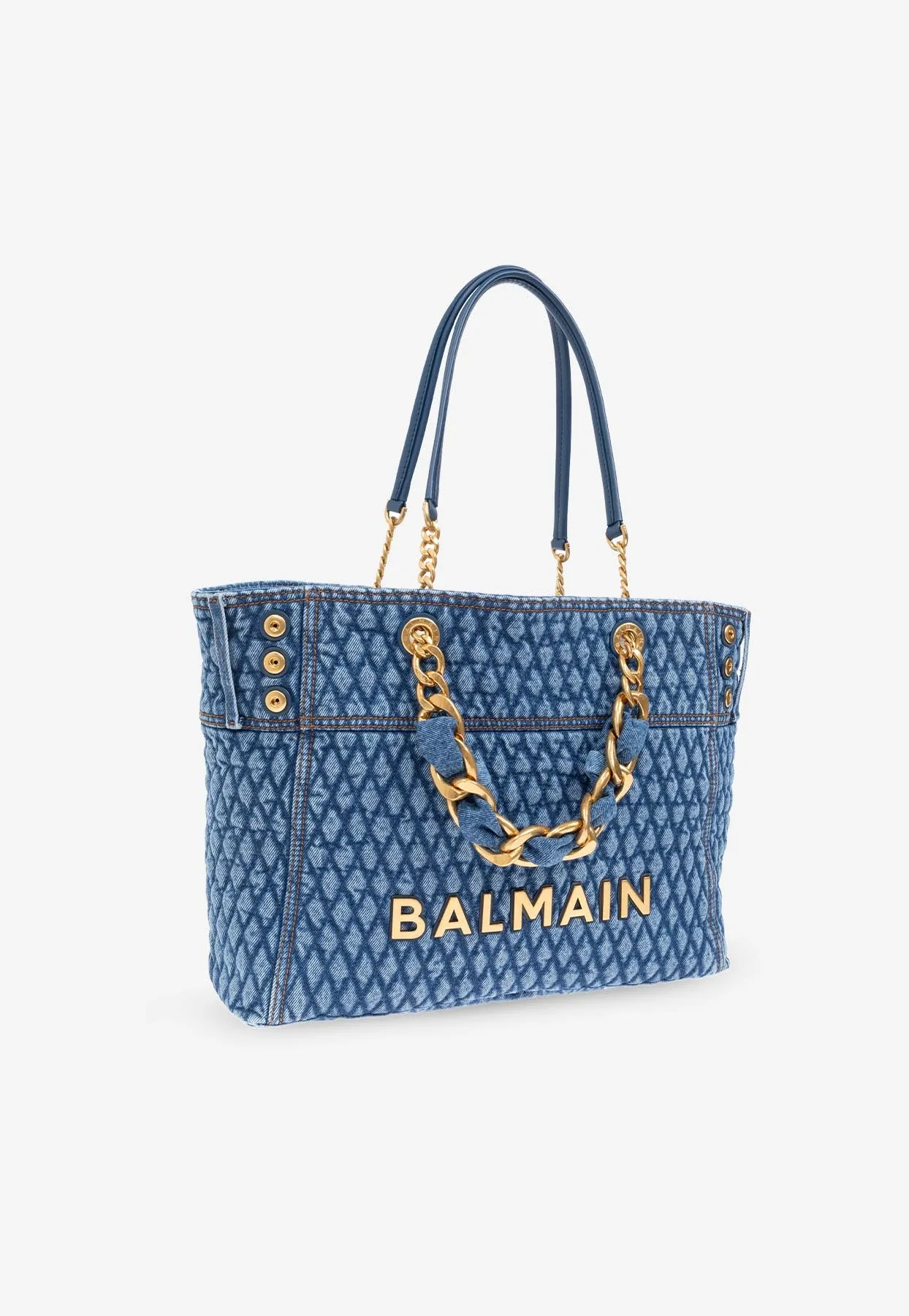 1945 Diamond-Quilted Denim Tote Bag