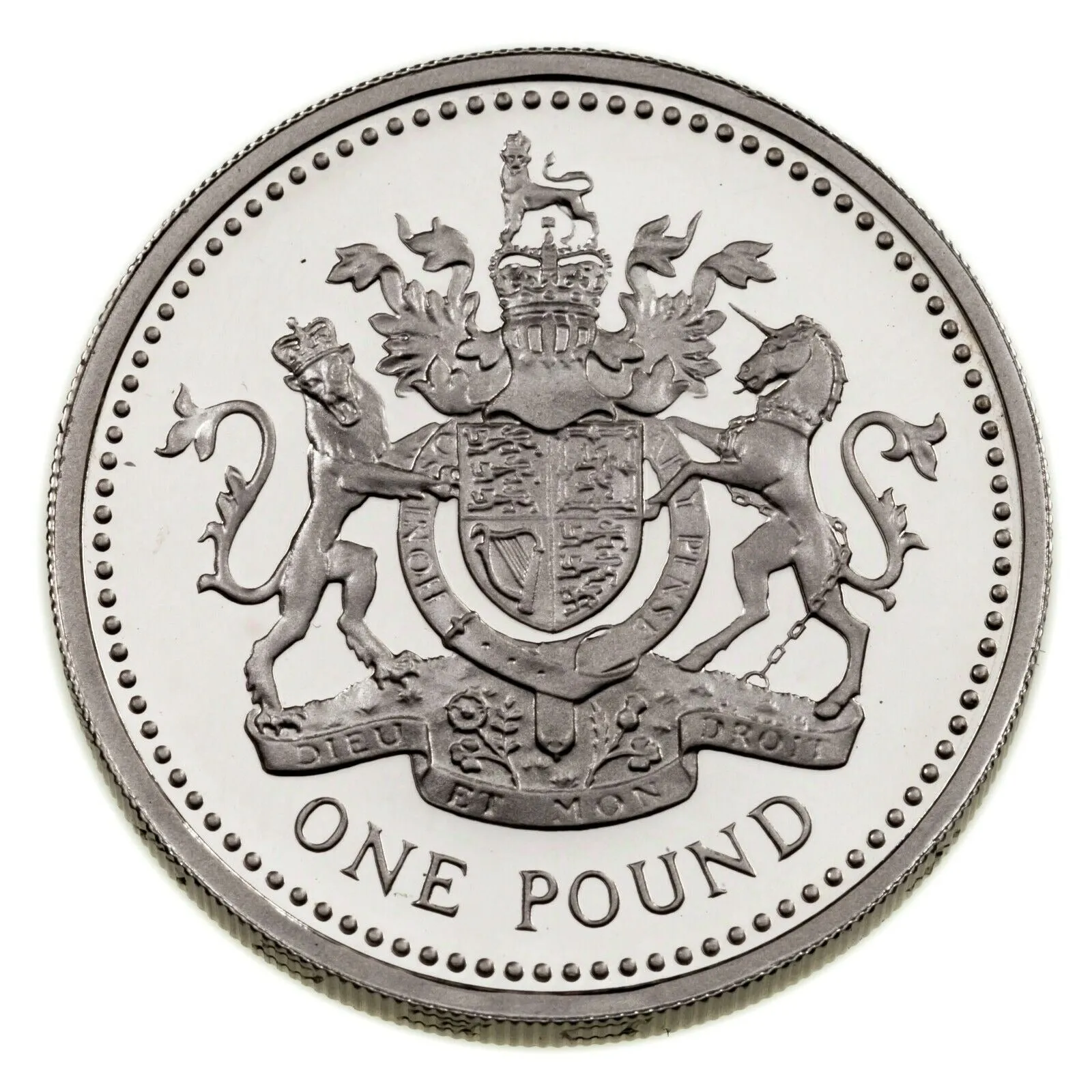 1993 Great Britain One Pound Two Coin Set In Silver Proof & Piedfort w/ Cases