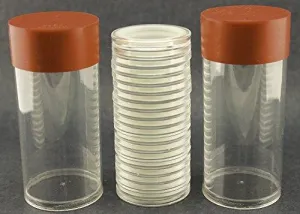 (2) Airtite Coin Holder Storage Container & (40) White Ring 30Mm Air-Tite Coin Holder Capsules For Us Franklin Kennedy Seated Barber Walking Liberty Half Dollars