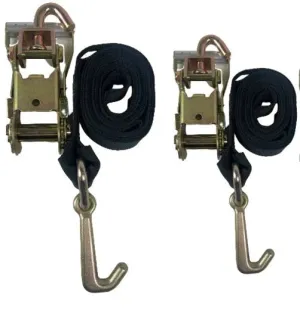2" x 10' Diamond Weave Strap with Mini J Hooks and Swivel J Ratchet (2 Pack)