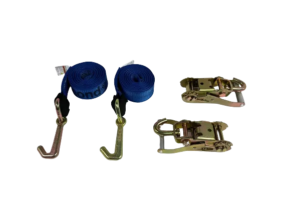 2" x 10' Diamond Weave Strap with Mini J Hooks and Swivel J Ratchet (2 Pack)