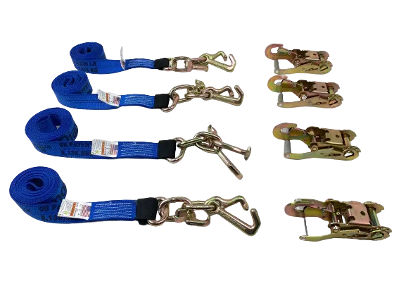 2" x 10' RTJ Diamond Weave Straps with Snap Hook Ratchets (4 PACK)