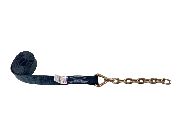 2" x 18' Foot Diamond Weave Strap with 12 inch 5/16 G70 Chain Tail