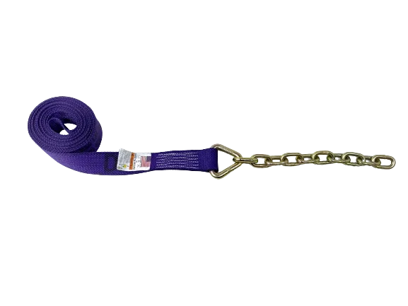 2" x 18' Foot Diamond Weave Strap with 12 inch 5/16 G70 Chain Tail