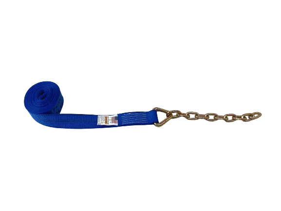 2" x 18' Foot Diamond Weave Strap with 12 inch 5/16 G70 Chain Tail