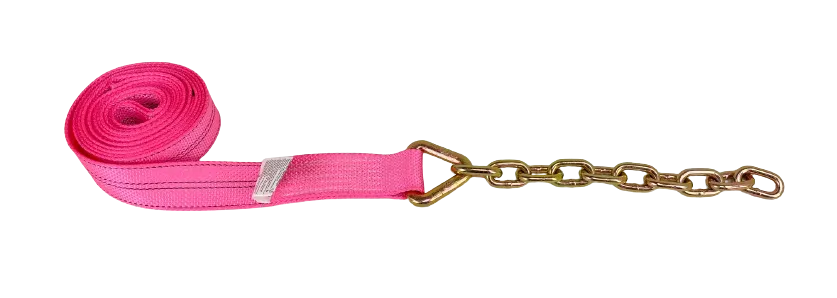 2" x 18' Foot Diamond Weave Strap with 12 inch 5/16 G70 Chain Tail