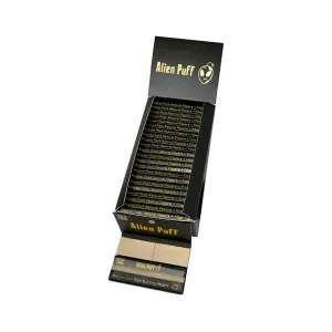 33 Alien Puff Black & Gold 1 1/4 Size Magnetic Unbleached Rolling Papers   Tips