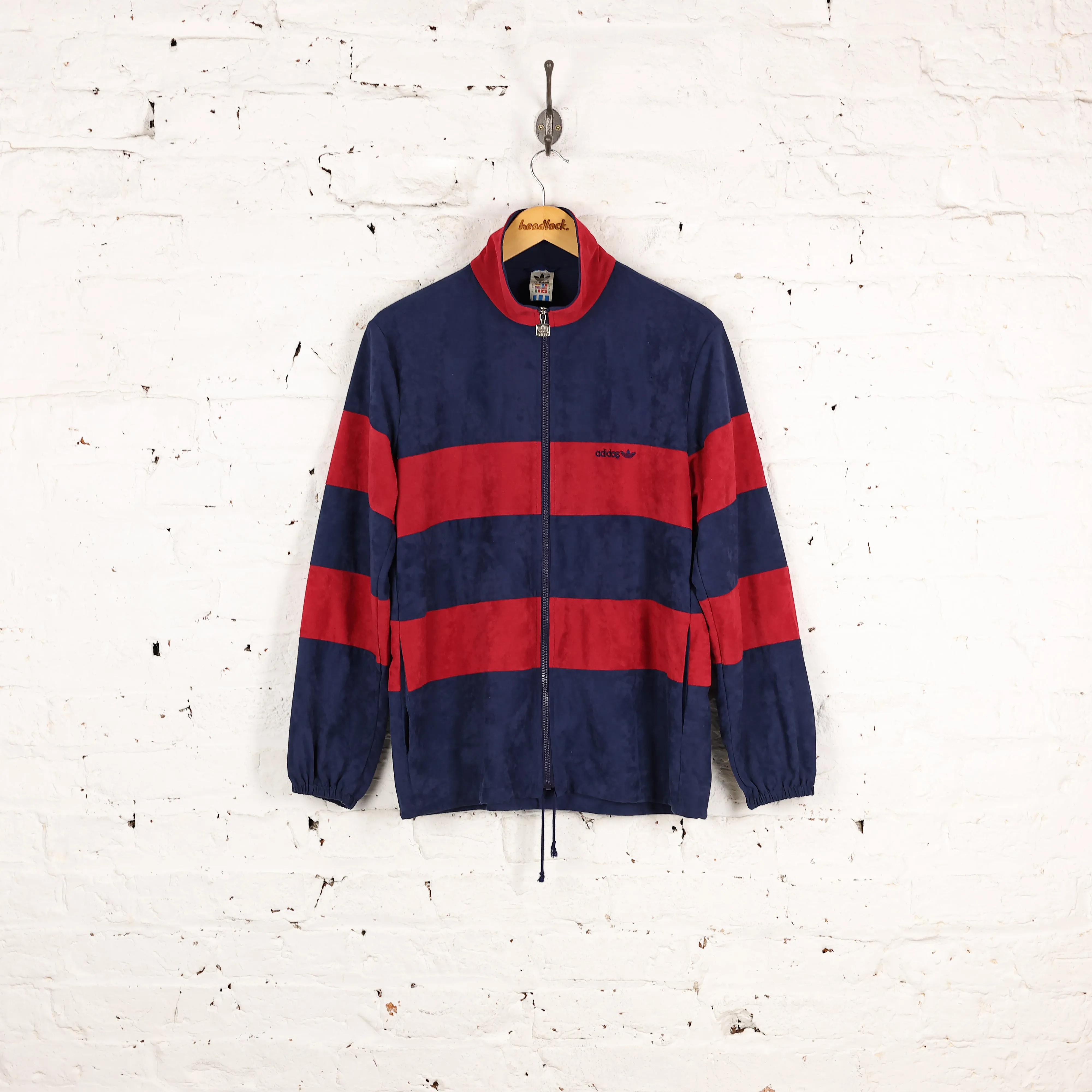 Adidas 80s Velour Striped Tracksuit Top Jacket - Red - L