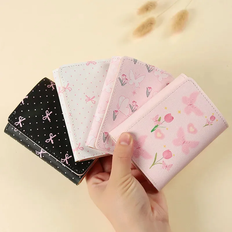 Adorable Bow & Floral Wallet 🌸💕 - Sweet Pink Purse for Girls, Perfect for Travel & Everyday Use! 🌼✨