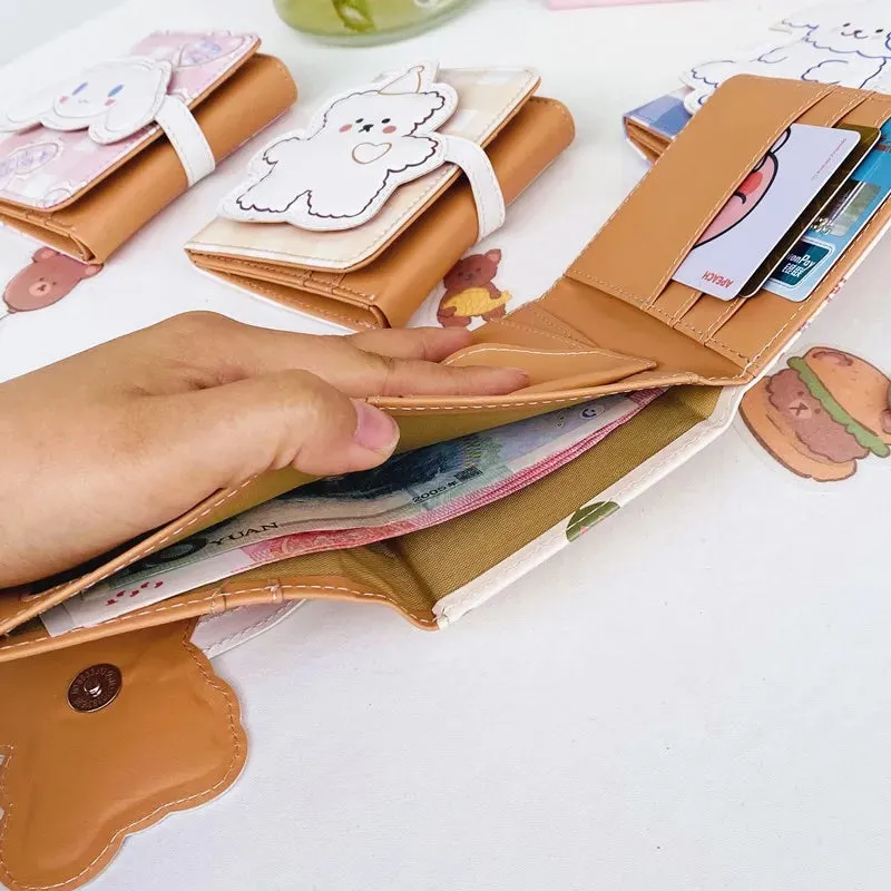 Adorable Kawaii Bear Wallet 🐻💕 - Cute Coin Purse & Card Holder for Students!