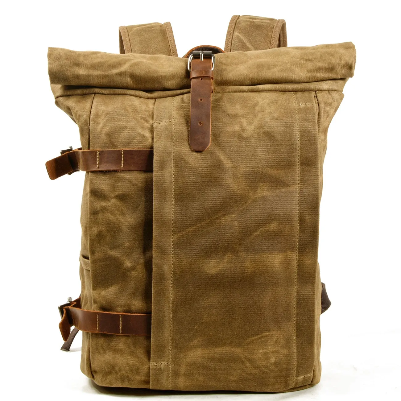 Adventurer Backpack, Waxed Canvas, Army Green/Black/Khaki, 14 inches