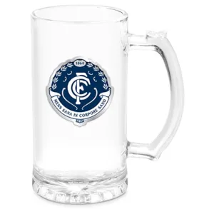 AFL STEIN WITH METAL BADGE CARLTON BLUES