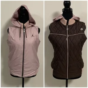 Air Jordan Vest Women’s Size Medium Pink Brow. Reversible Hooded Quilted Vest