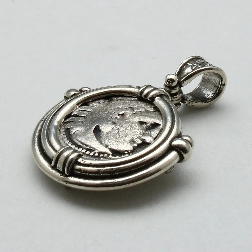 Alexander the Great Drachma Coin, Silver Pendant, ID14479