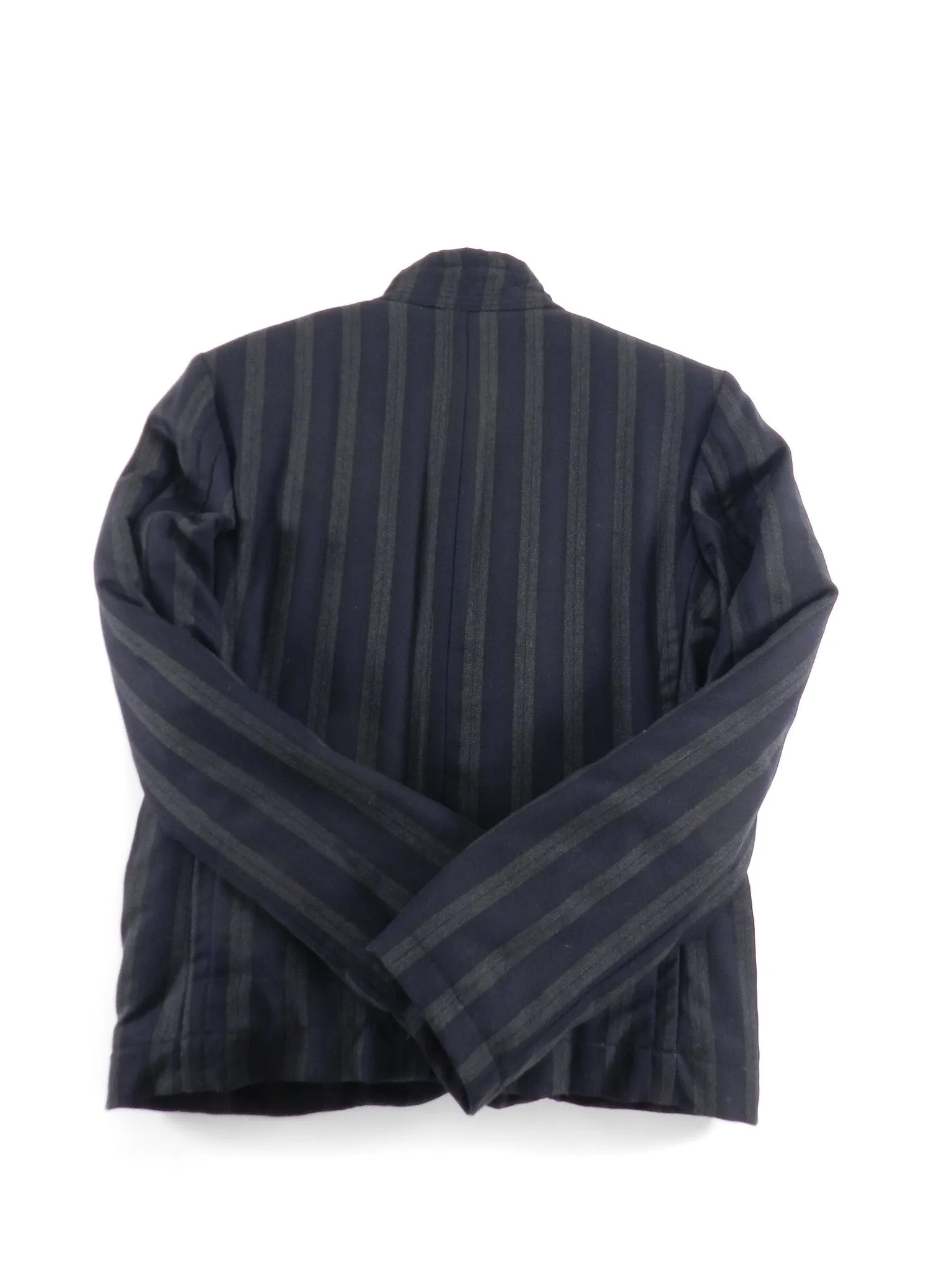 Ann Demeulemeester Navy and Grey Striped Jacket - M