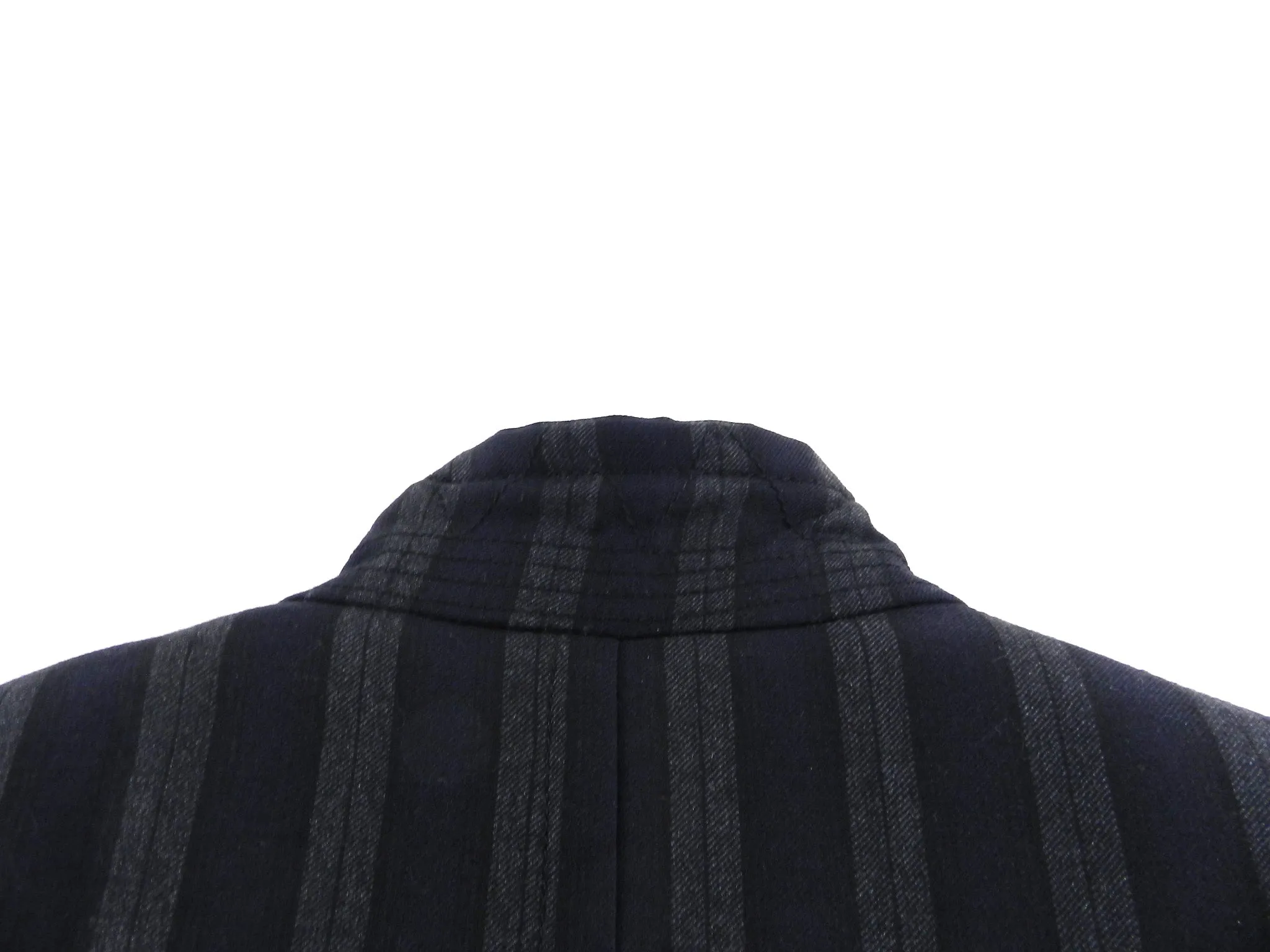 Ann Demeulemeester Navy and Grey Striped Jacket - M