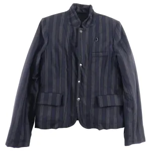 Ann Demeulemeester Navy and Grey Striped Jacket - M