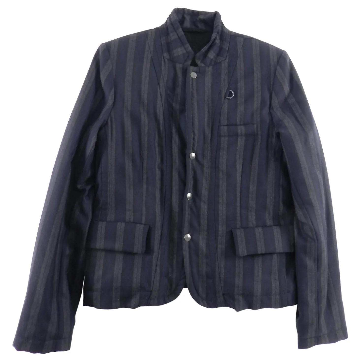 Ann Demeulemeester Navy and Grey Striped Jacket - M