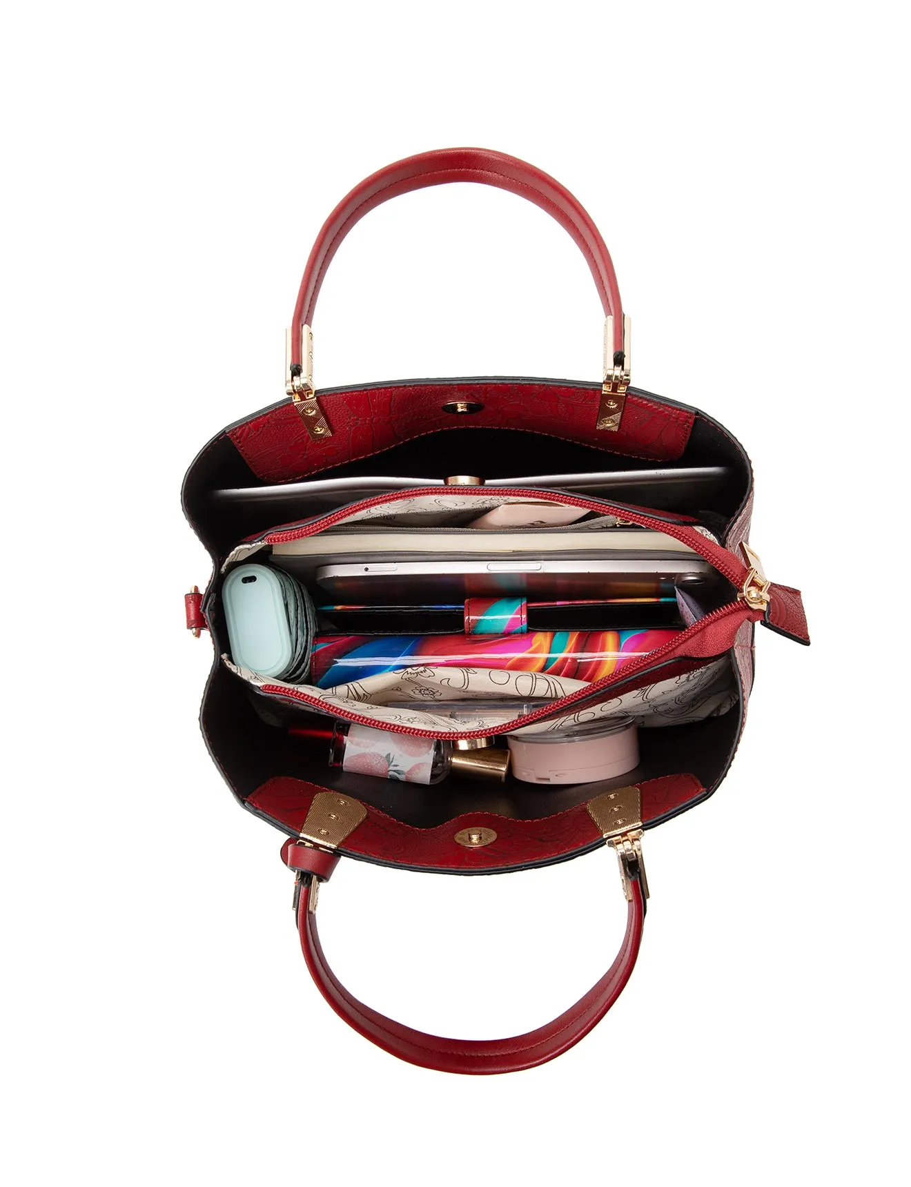 ANNABELLA VEGAN TRIPLE COMPARTMENT BAG-XB-2347-BUR (RED)- NEW IN
