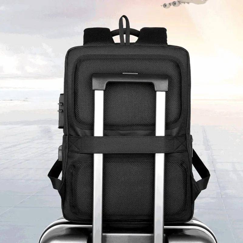 Anti Theft Travel Pack Laptop Backpack, USB Power Plug, Black/Blue/Gray