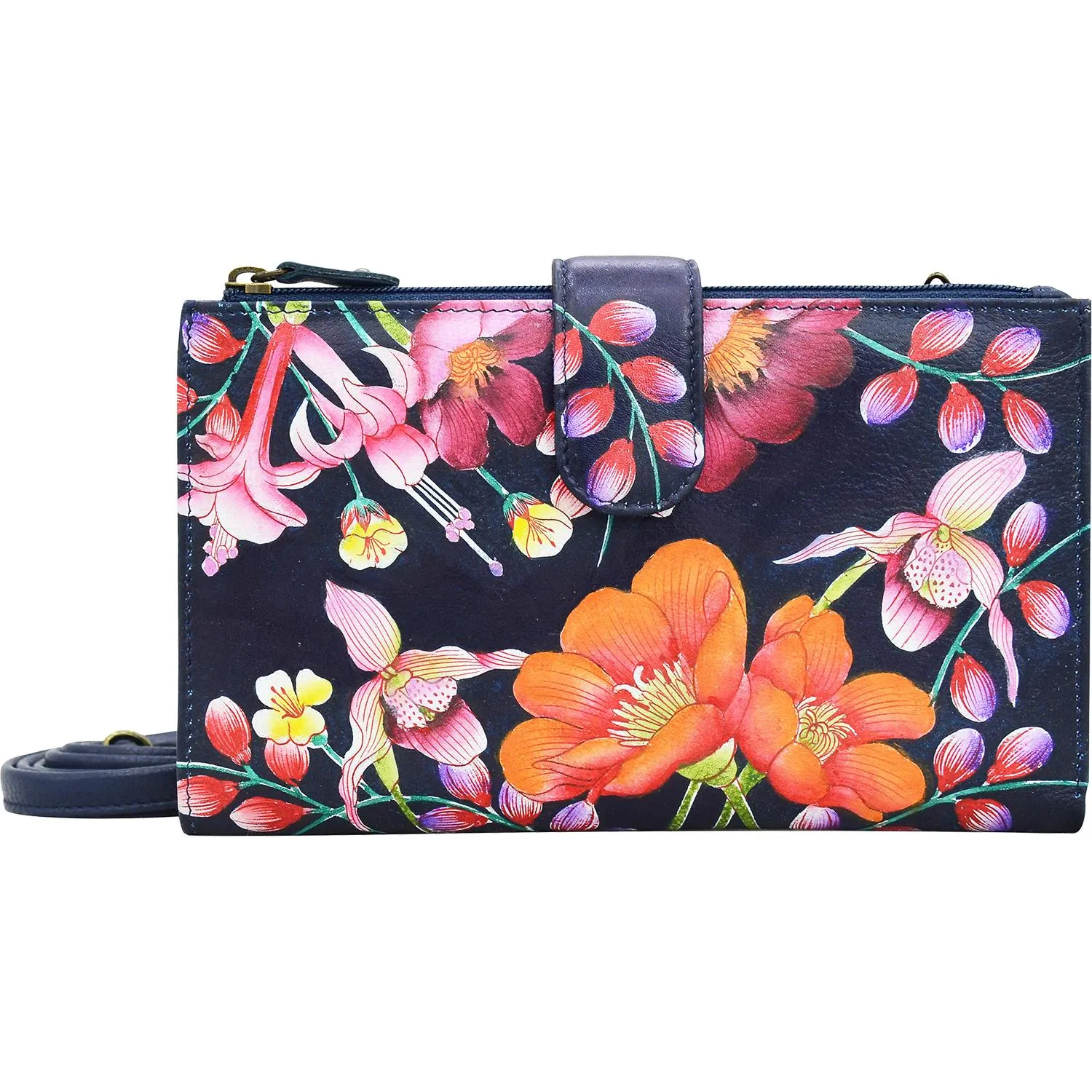 Anuschka Large Smartphone Case And Wallet Moonlit Meadow Leather