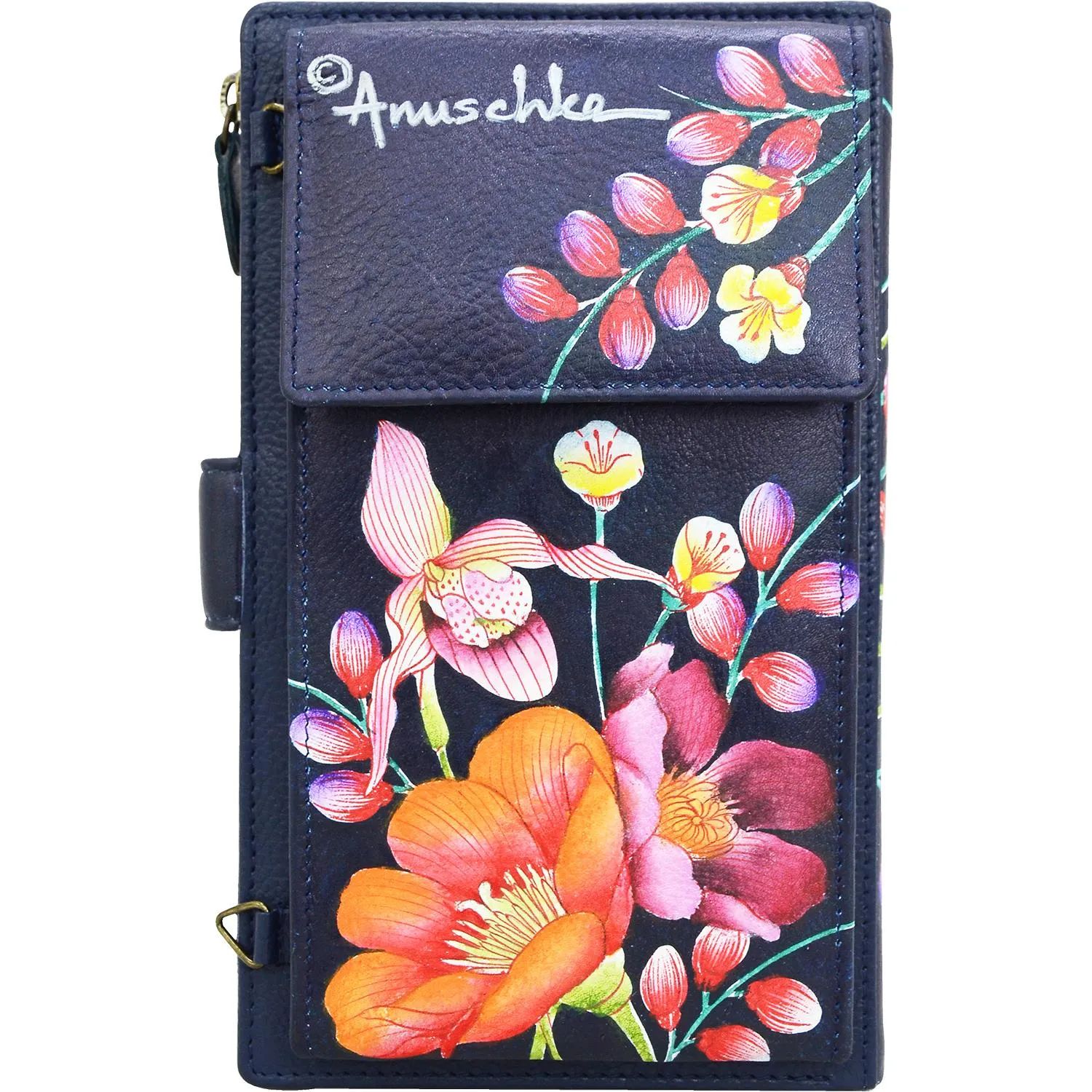 Anuschka Large Smartphone Case And Wallet Moonlit Meadow Leather