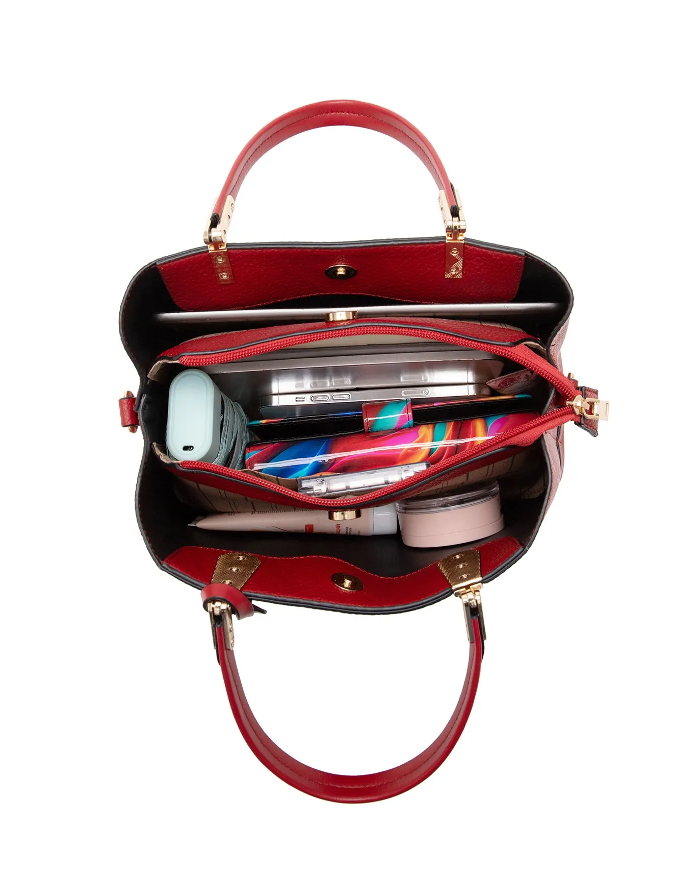 ASHER VEGAN TRIPLE COMPARTMENT BAG- XB-2350-BUR- NEW IN